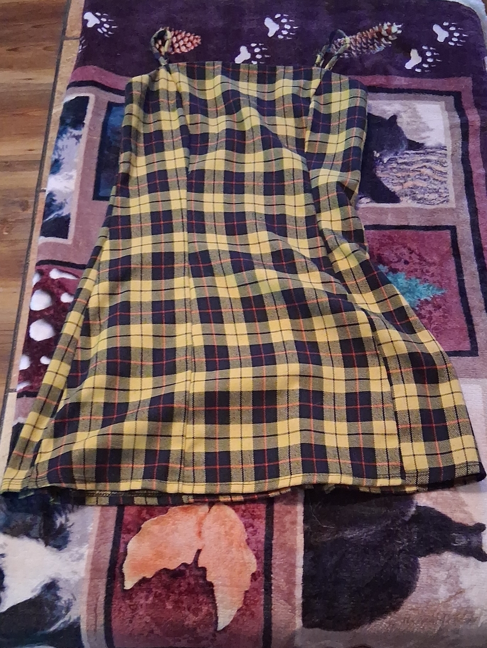 Yellow Plaid Mini Dress with Adjustable Straps